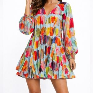 RHODE Olivia Dress Small Multicolor Abstract Babydoll Mini by Anthropologie S